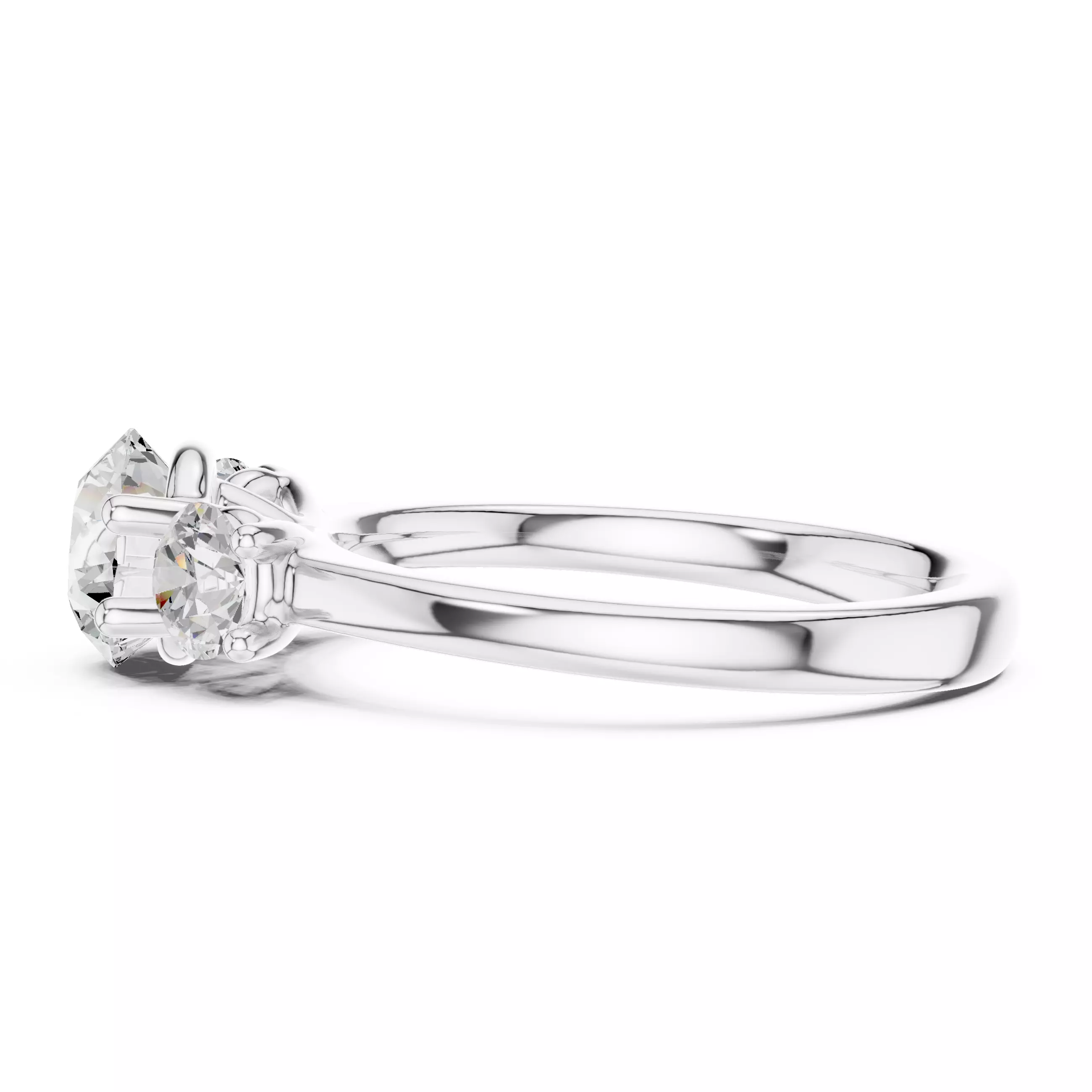 Three Stone Round Cut Diamond Engagement Ring 3DM STL Video 3D print model_11