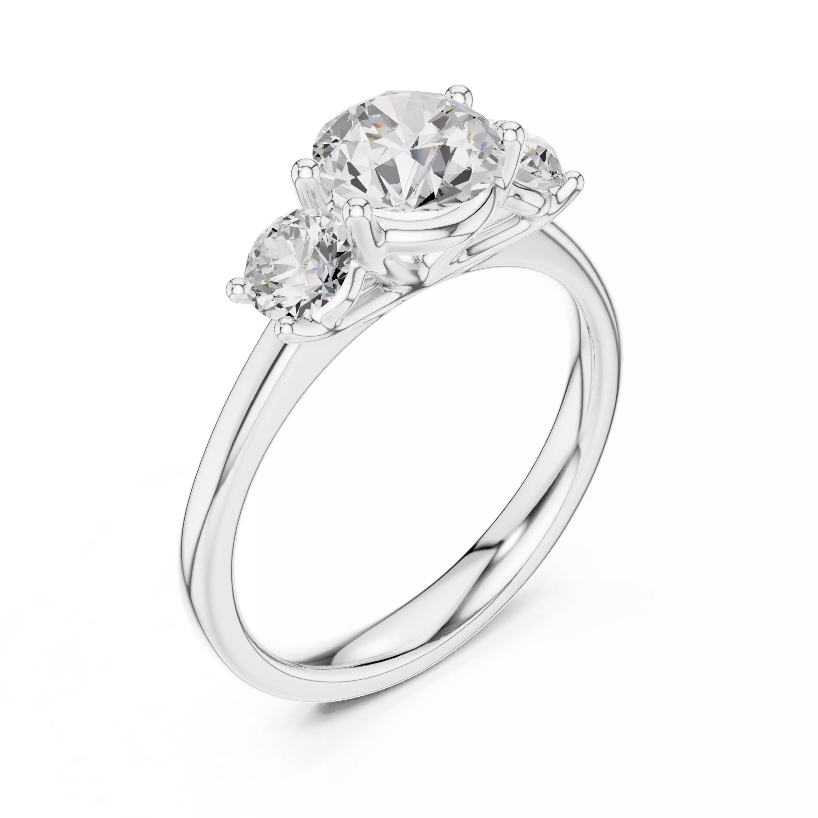 Three Stone Round Cut Diamond Engagement Ring 3DM STL Video 3D print model_10