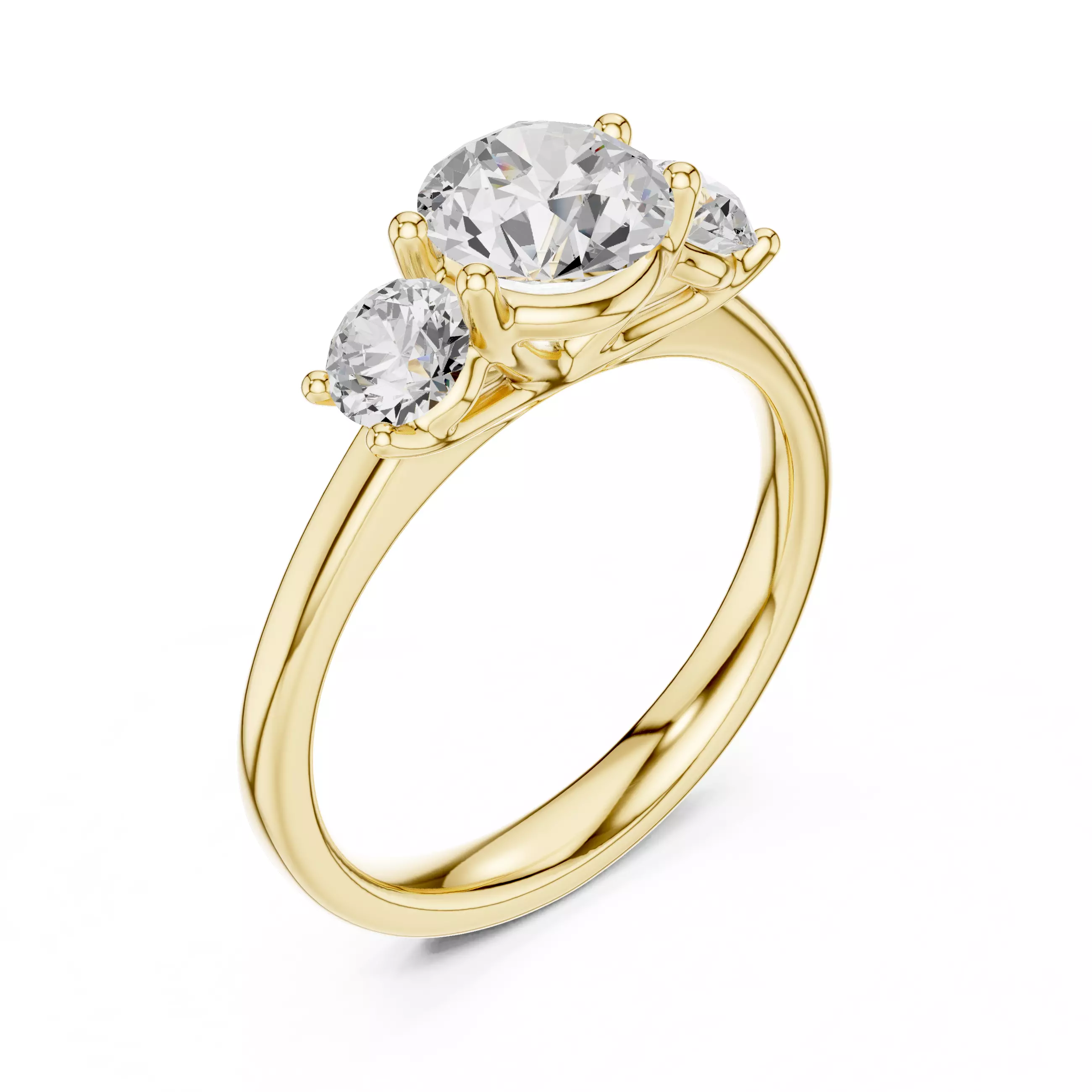 Three Stone Round Cut Diamond Engagement Ring 3DM STL Video 3D print model_7