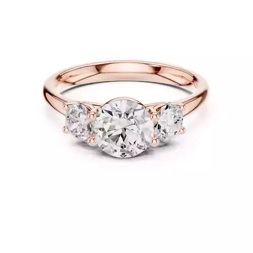 Three Stone Round Cut Diamond Engagement Ring 3DM STL Video