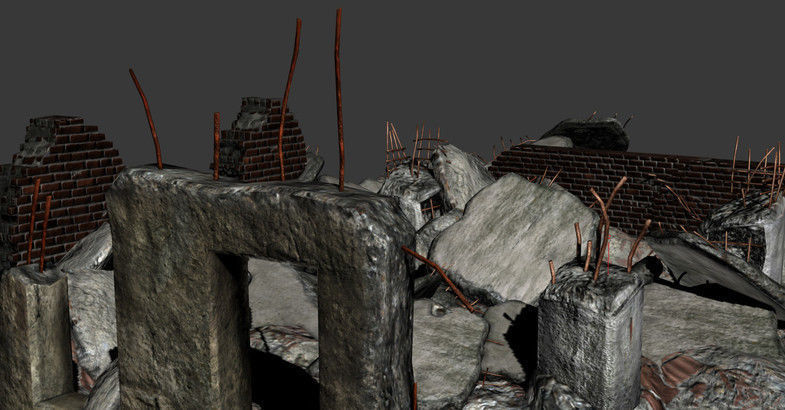 Rubble Brick and Concrete Elements Low-poly 3D model_2