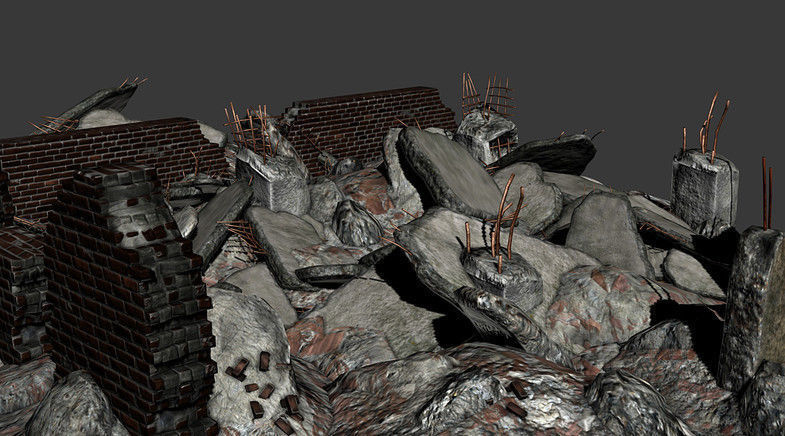 Rubble Brick and Concrete Elements Low-poly 3D model_4