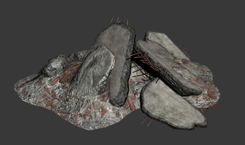 Rubble Brick and Concrete Elements Low-poly 3D model_3