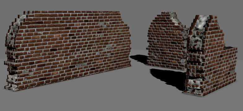 Rubble Brick and Concrete Elements Low-poly 3D model_1
