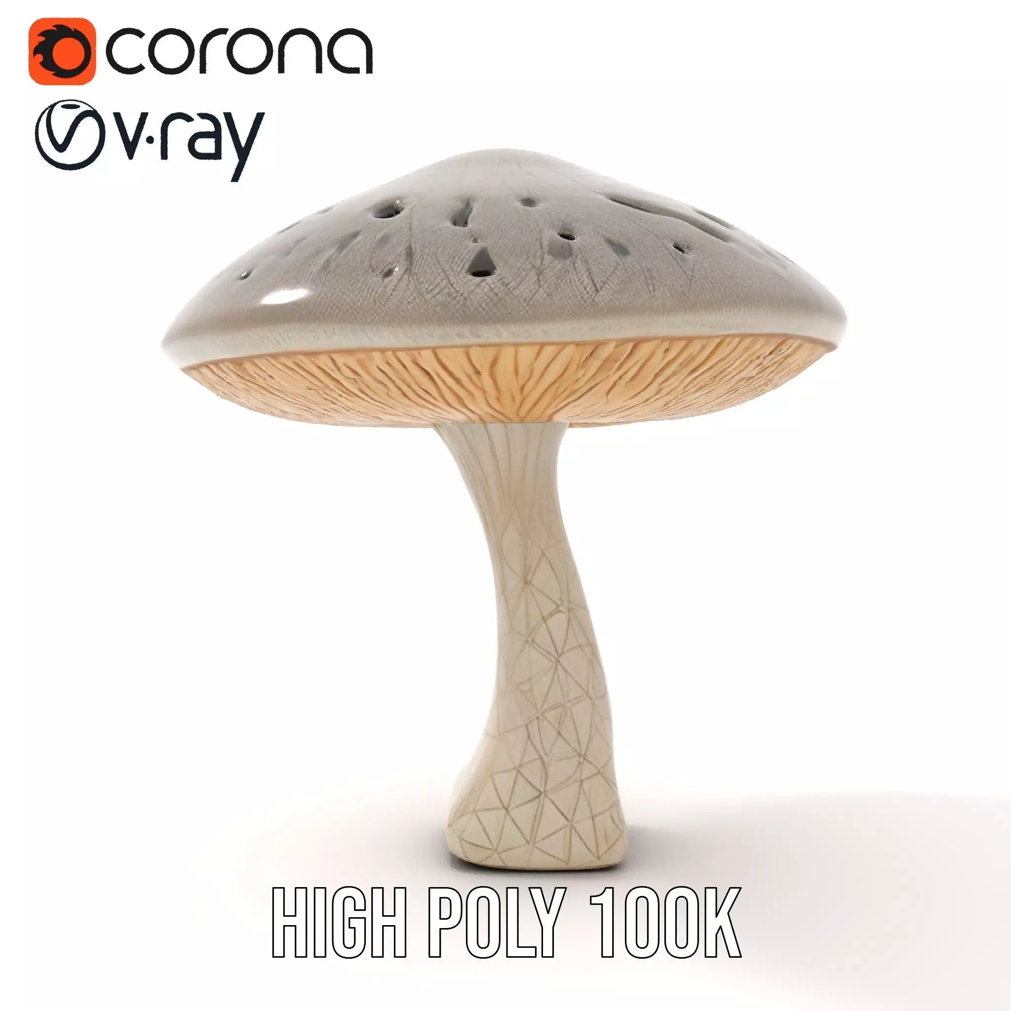 Golden Textured Mushroom model pack Low-poly 3D model_19