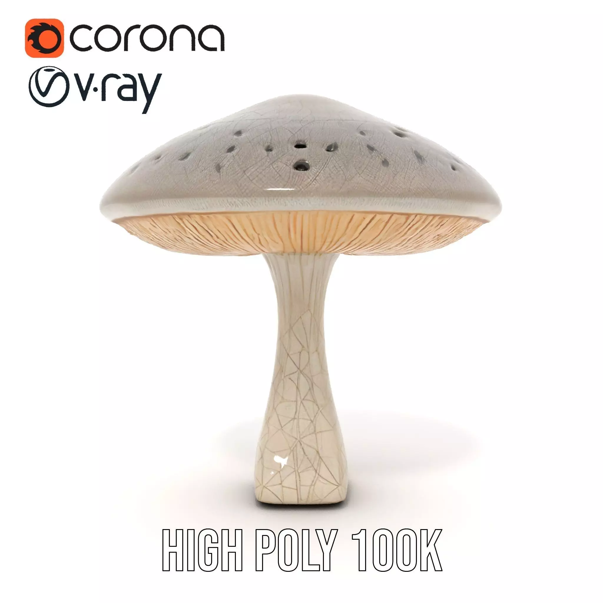 Golden Textured Mushroom model pack Low-poly 3D model_16