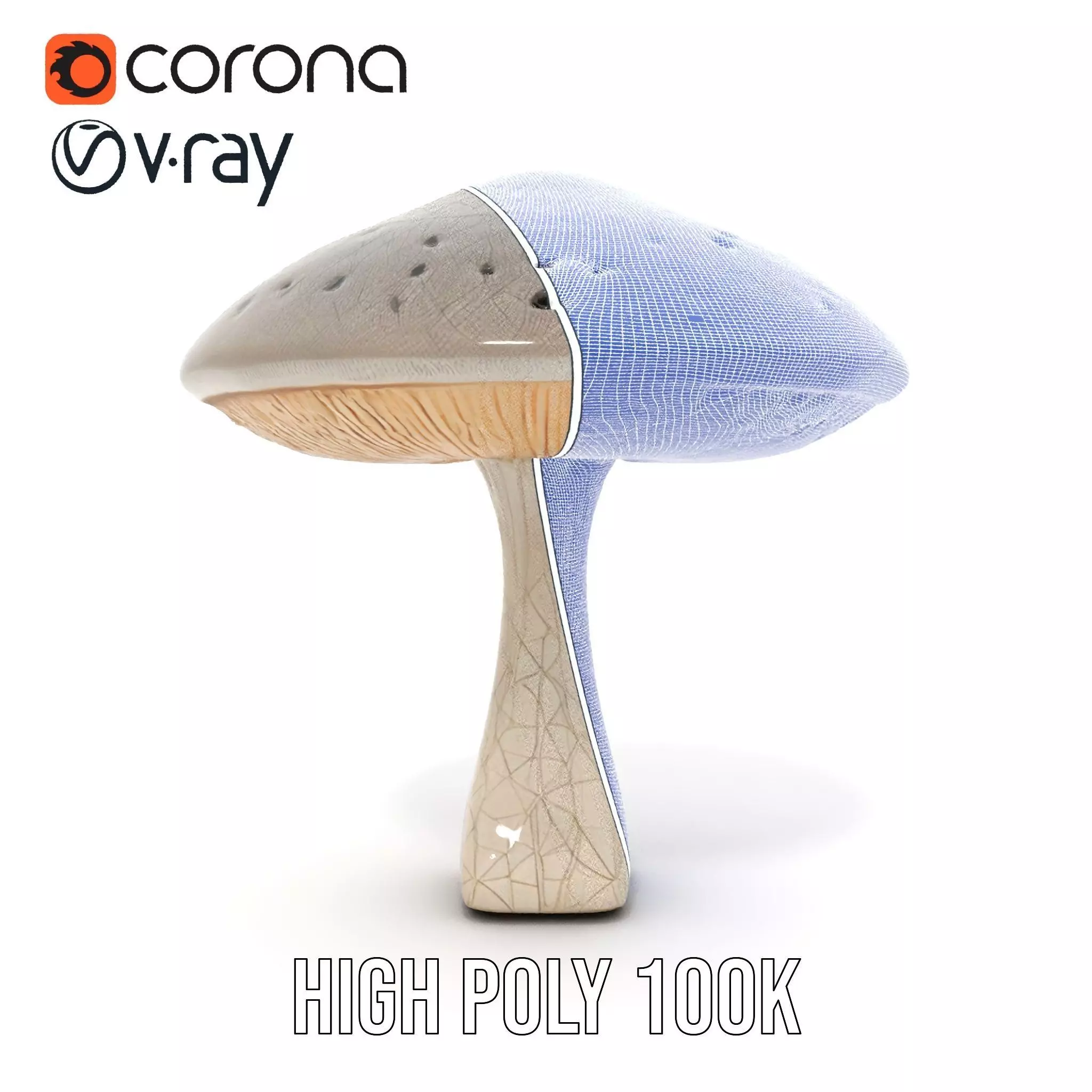 Golden Textured Mushroom model pack Low-poly 3D model_34