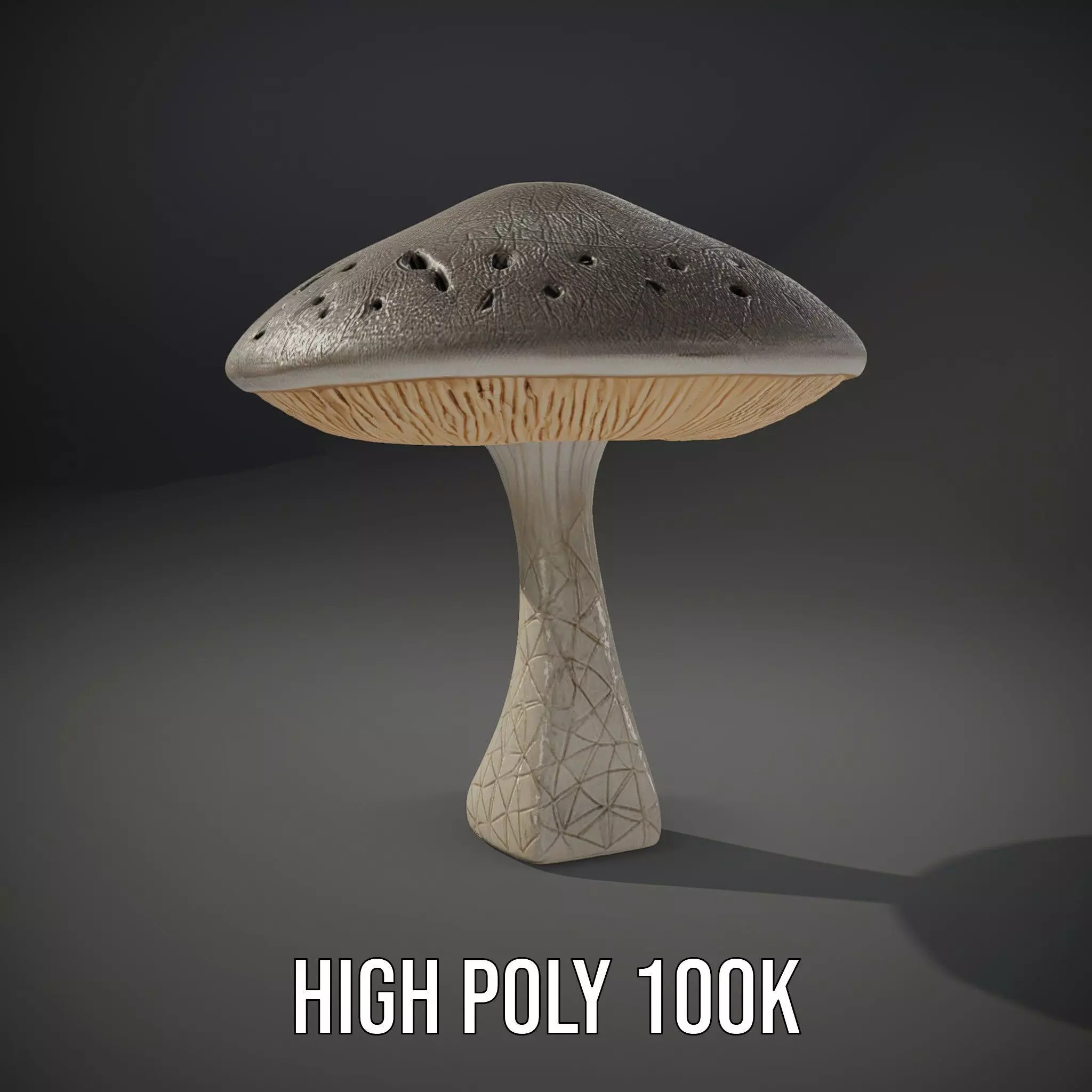 Golden Textured Mushroom model pack Low-poly 3D model_9