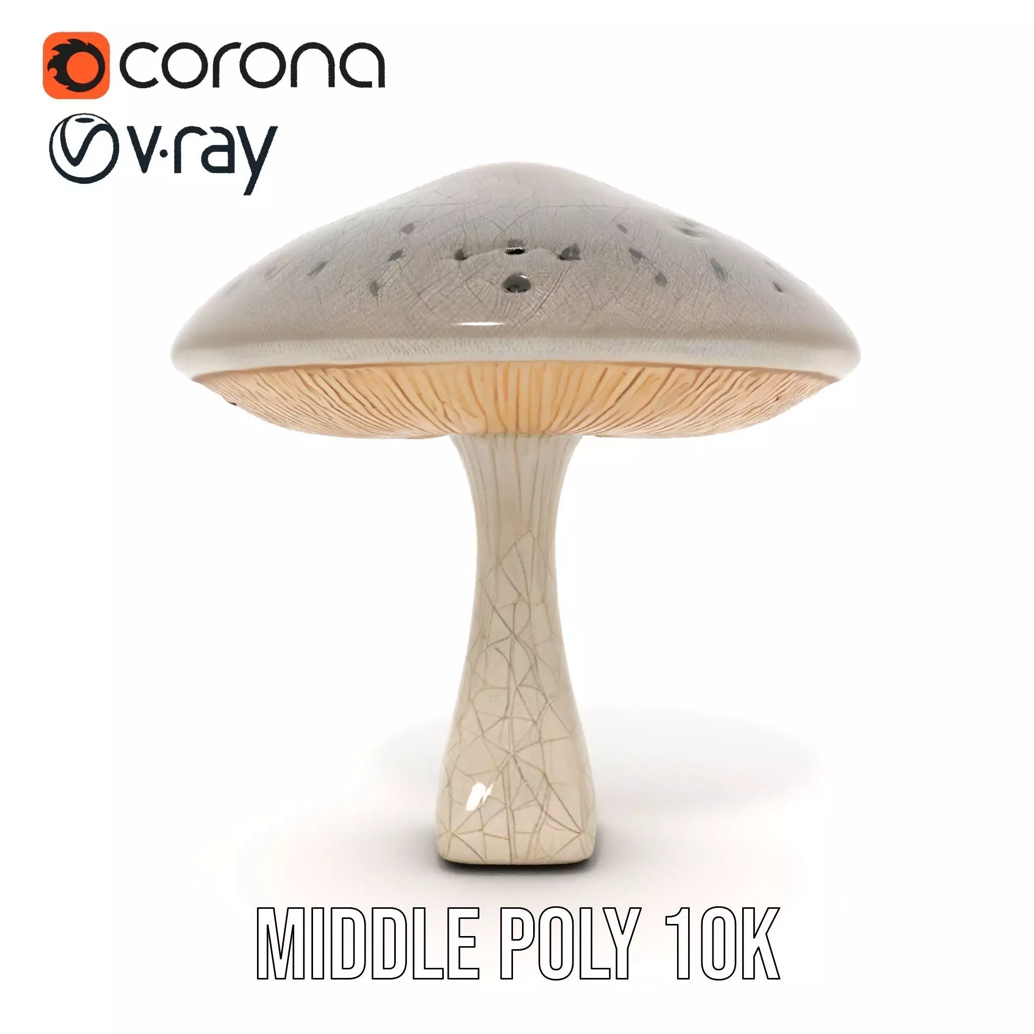 Golden Textured Mushroom model pack Low-poly 3D model_7