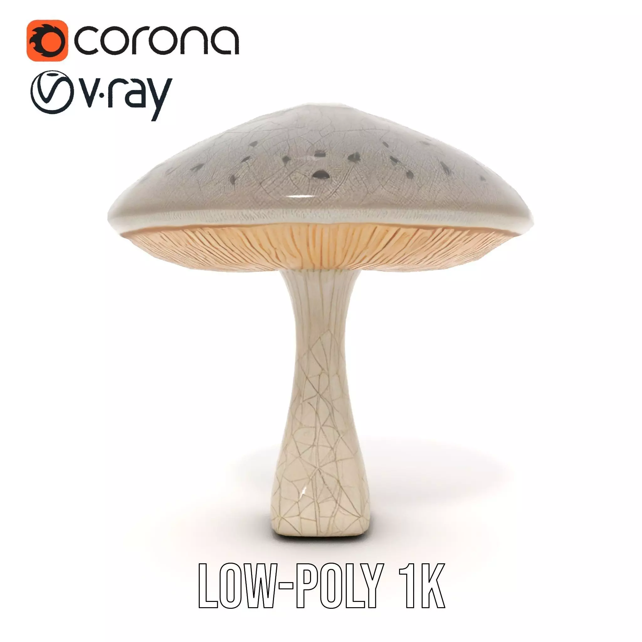 Golden Textured Mushroom model pack Low-poly 3D model_10