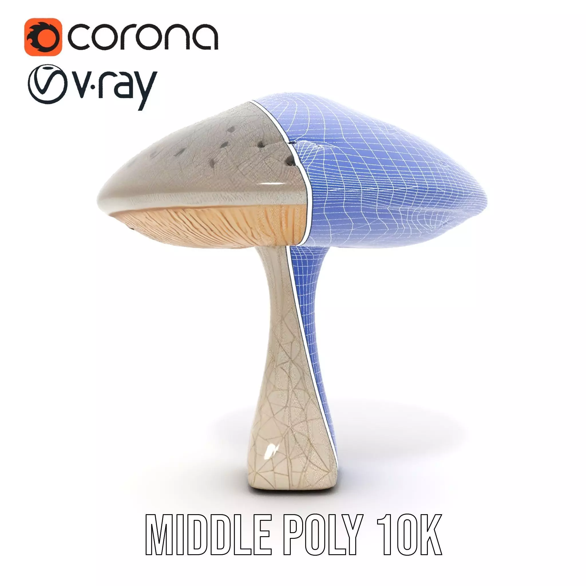 Golden Textured Mushroom model pack Low-poly 3D model_26