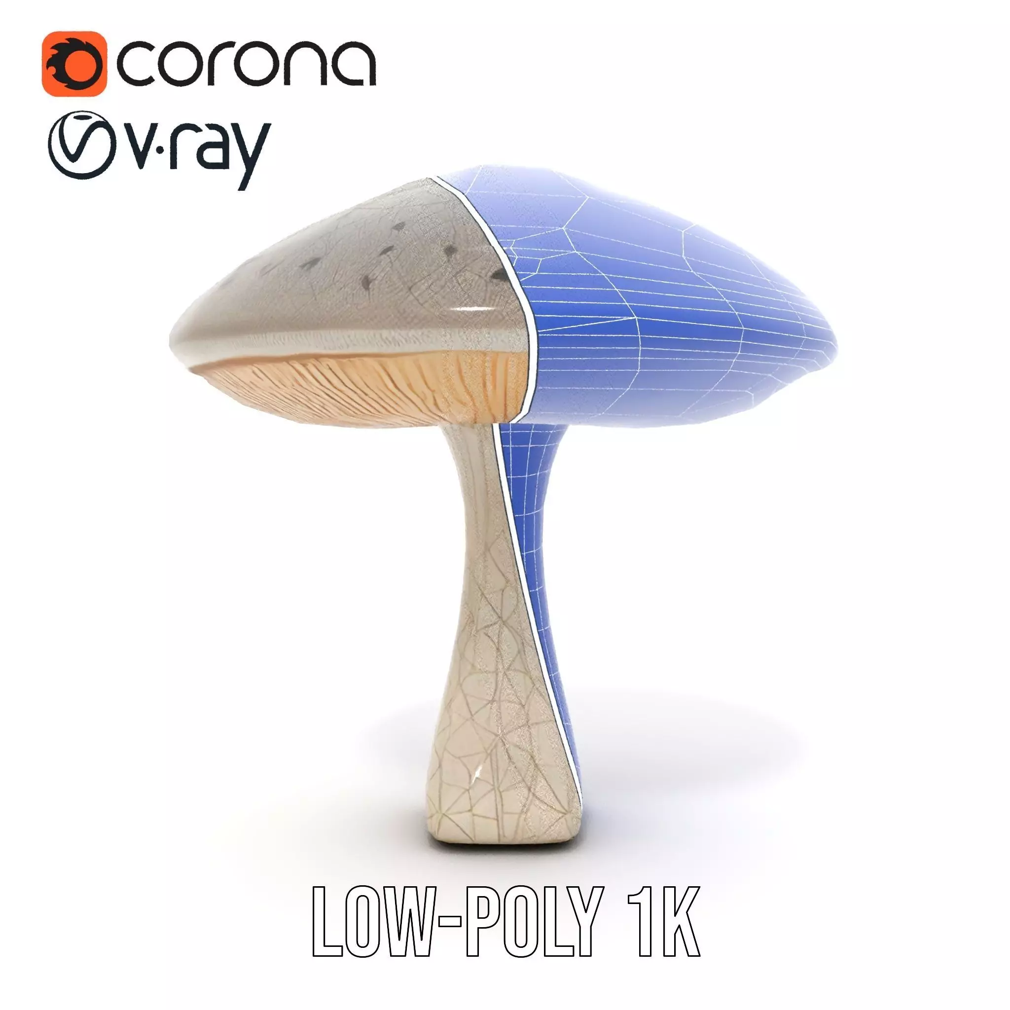 Golden Textured Mushroom model pack Low-poly 3D model_31