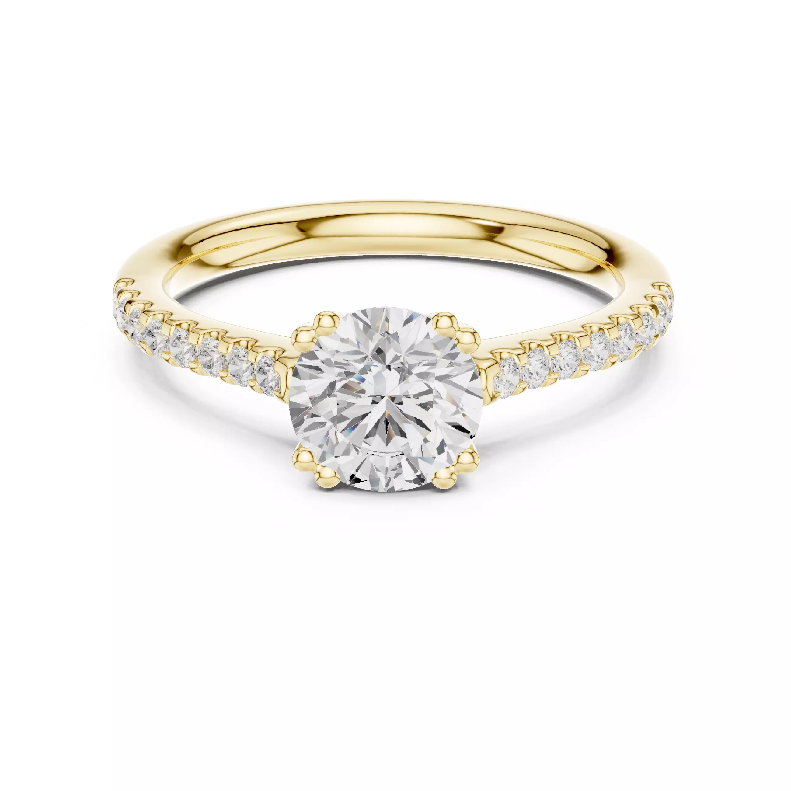 1CT Round Cut Pave Diamond Engagement Ring 3DM STL Video 3D print model_1