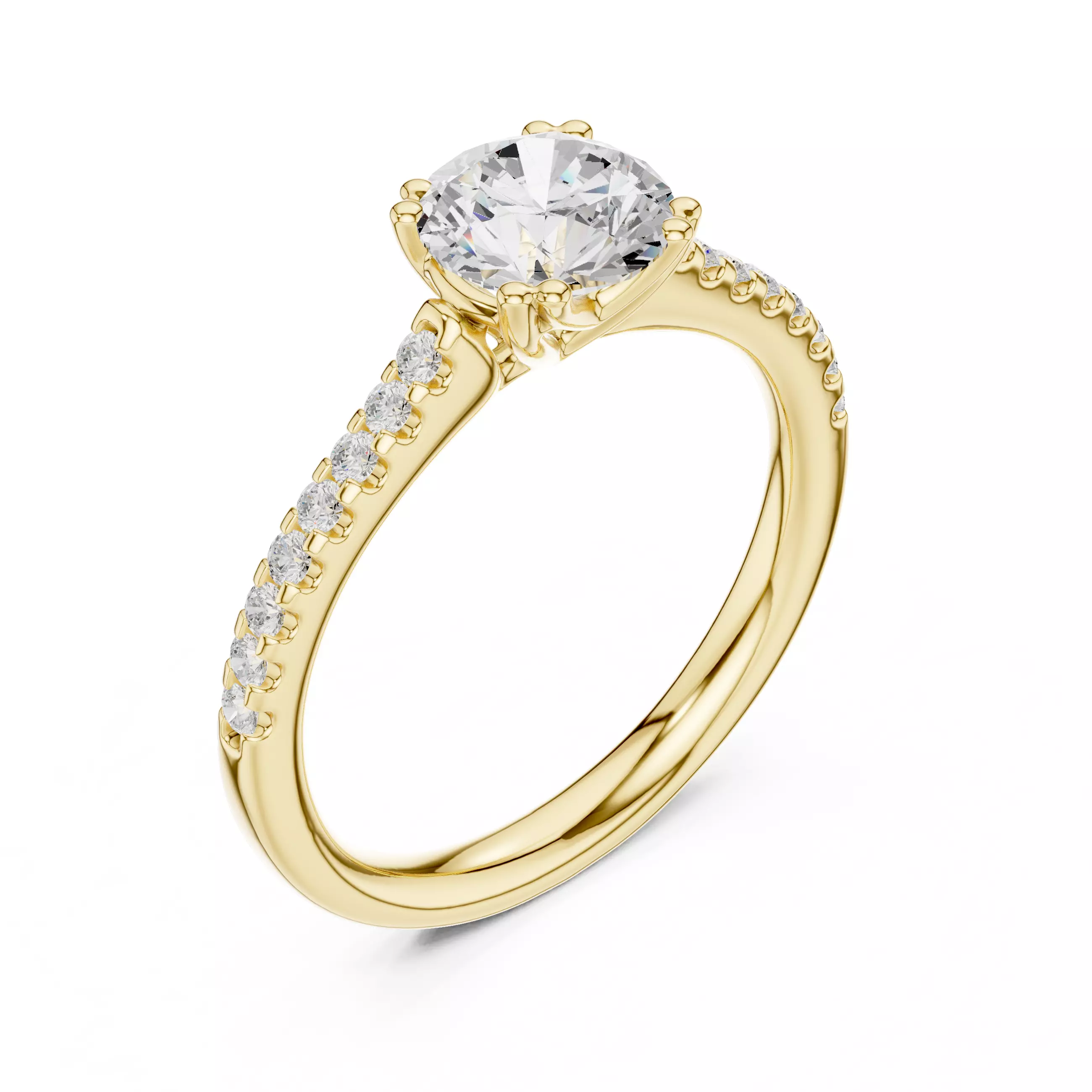 1CT Round Cut Pave Diamond Engagement Ring 3DM STL Video 3D print model_7