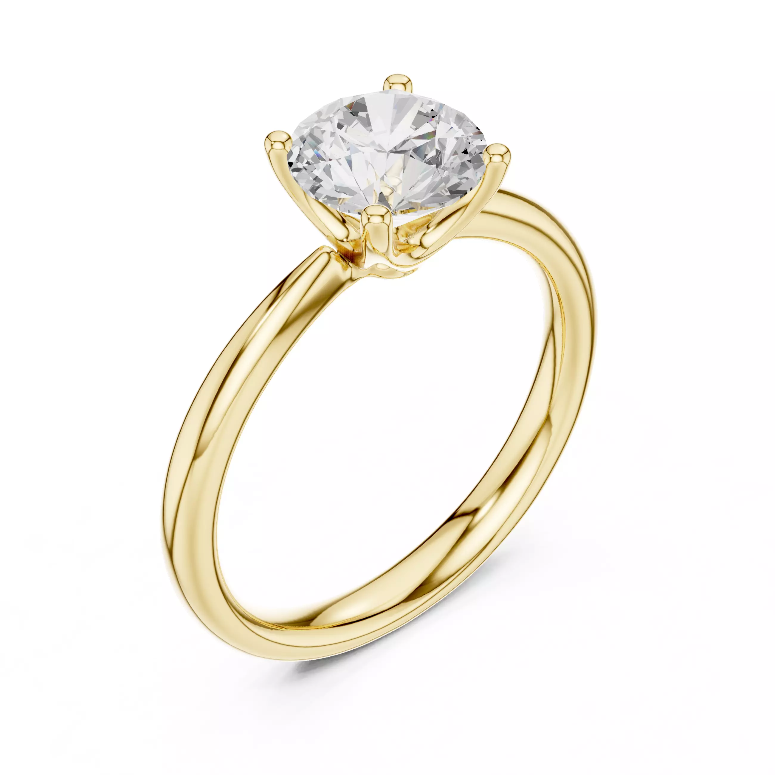 Solitaire Round Cut Diamond Engagement Ring 3DM STL Video 3D print model_7