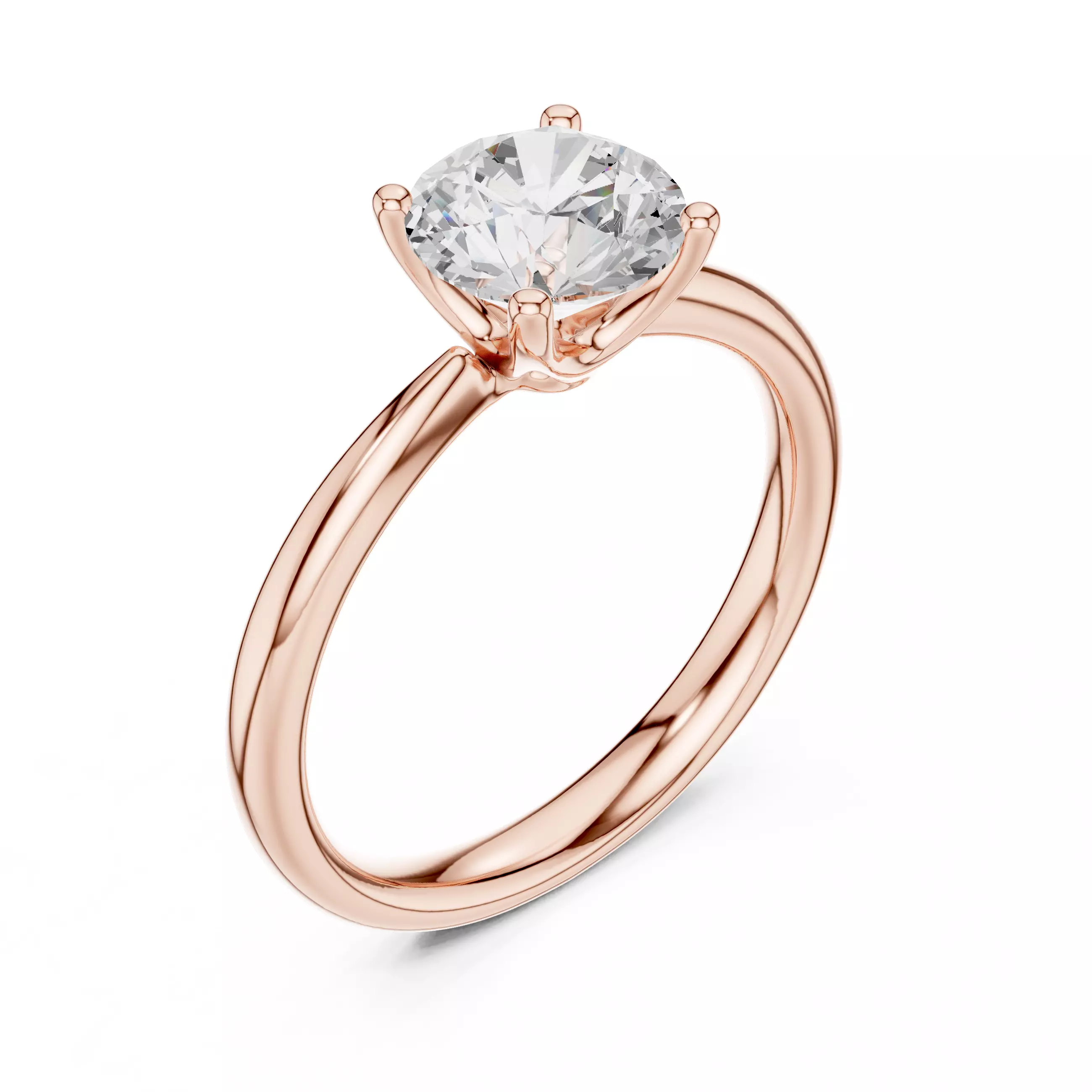 Solitaire Round Cut Diamond Engagement Ring 3DM STL Video 3D print model_4