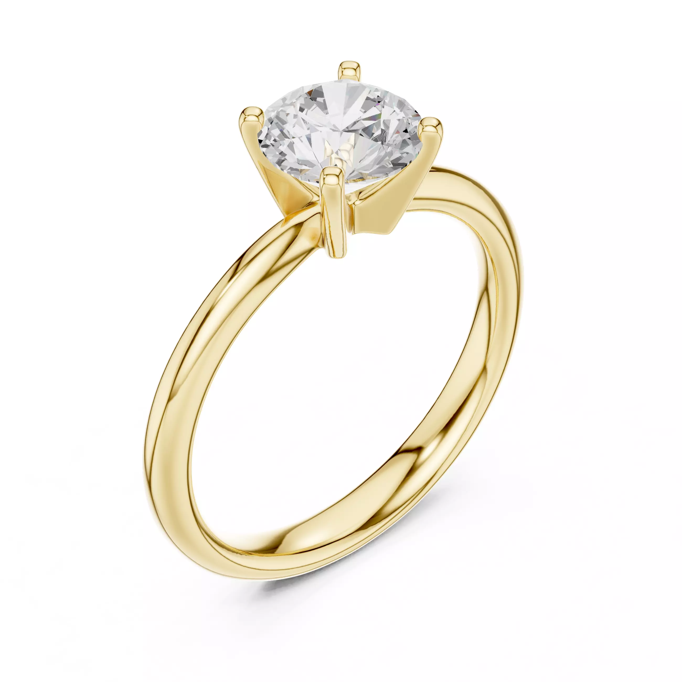 Solitaire Round Cut Diamond Engagement Ring 3DM STL Video 3D print model_7