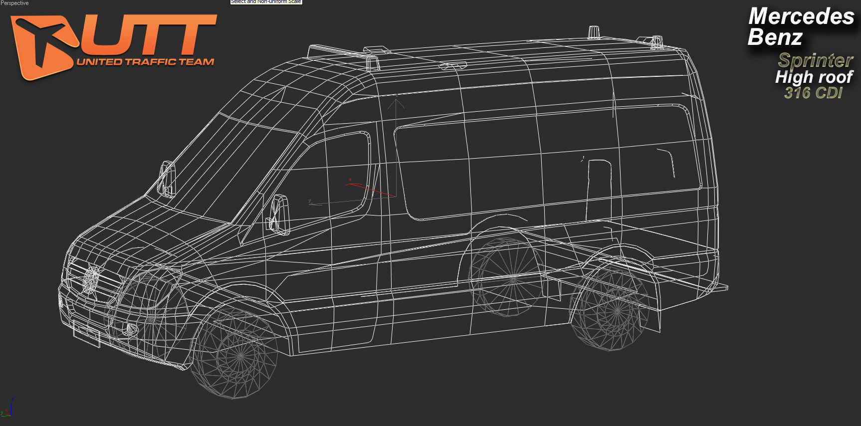 Mercedes benz Sprinter Ambulance Low-poly 3D model_6