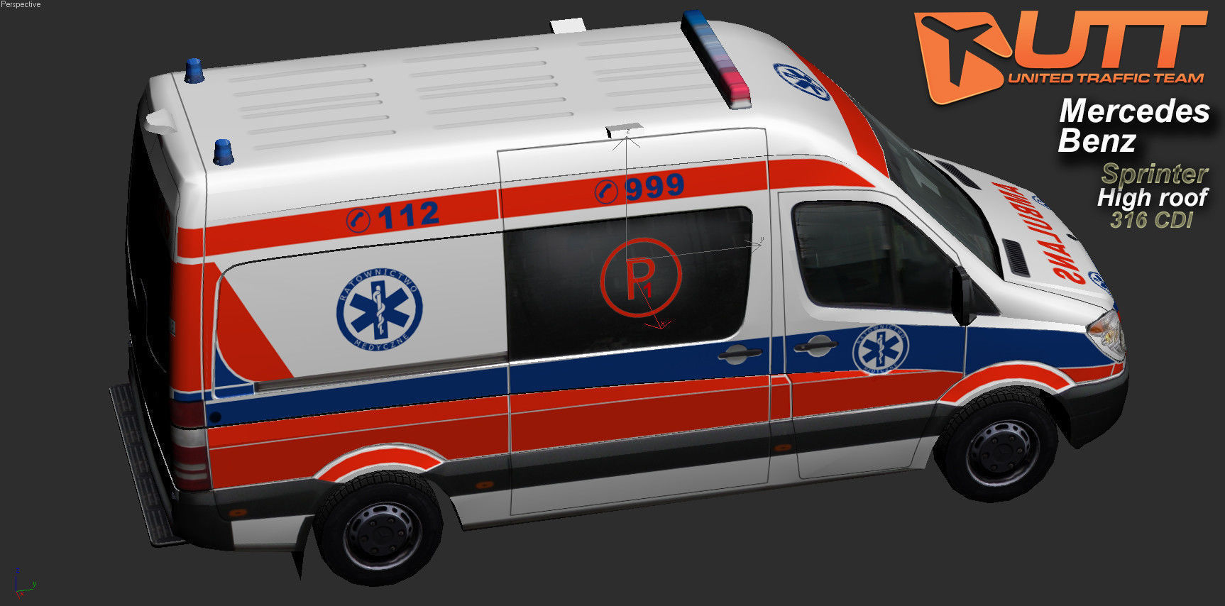 Mercedes benz Sprinter Ambulance Low-poly 3D model_2