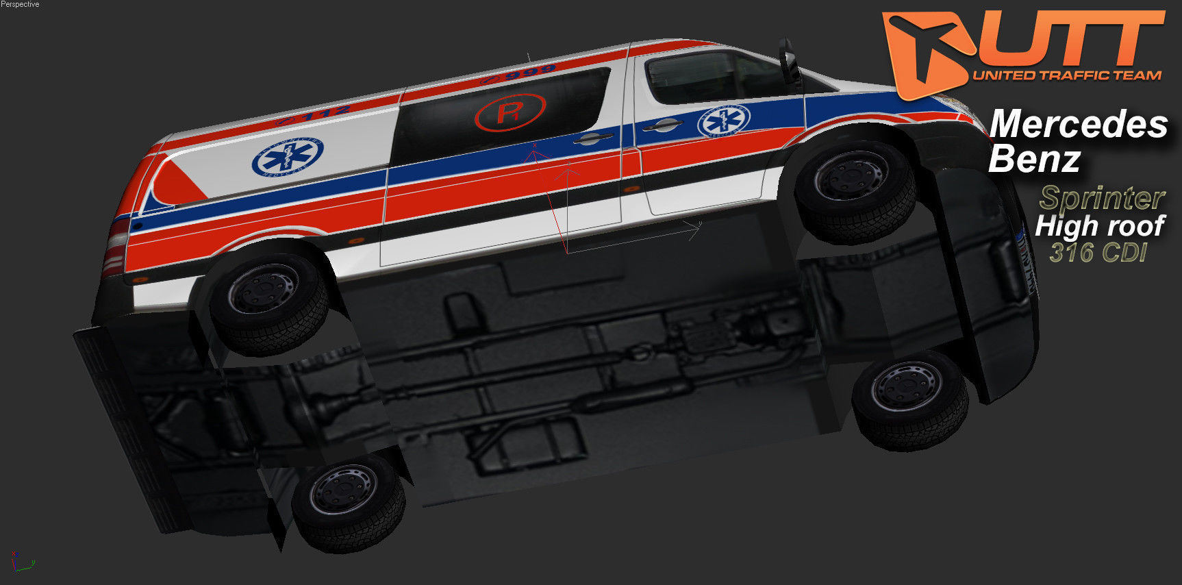 Mercedes benz Sprinter Ambulance Low-poly 3D model_5