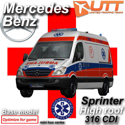 Mercedes benz Sprinter Ambulance Low-poly 3D model