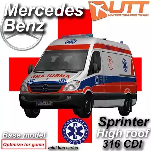 Mercedes benz Sprinter Ambulance Low-poly 3D model