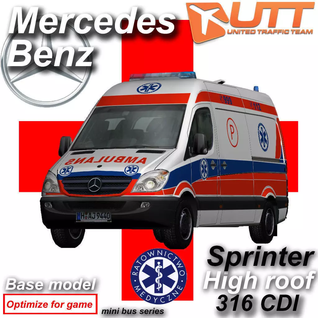 Mercedes benz Sprinter Ambulance Low-poly 3D model_0
