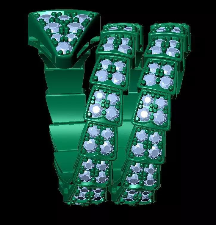 Snake Diamonds Ring and Bvlgari Serpenti Earring 3D print model 3D print model_4