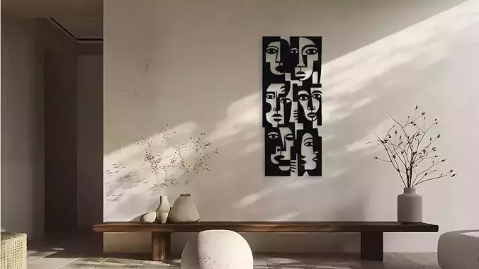 Abstract Geometric Faces Wall Decor Art