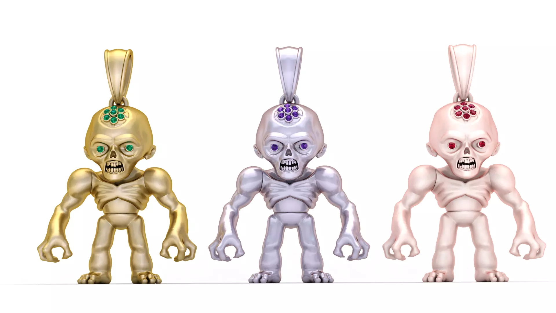 Zombie Mutant Pendant 3D print model_0