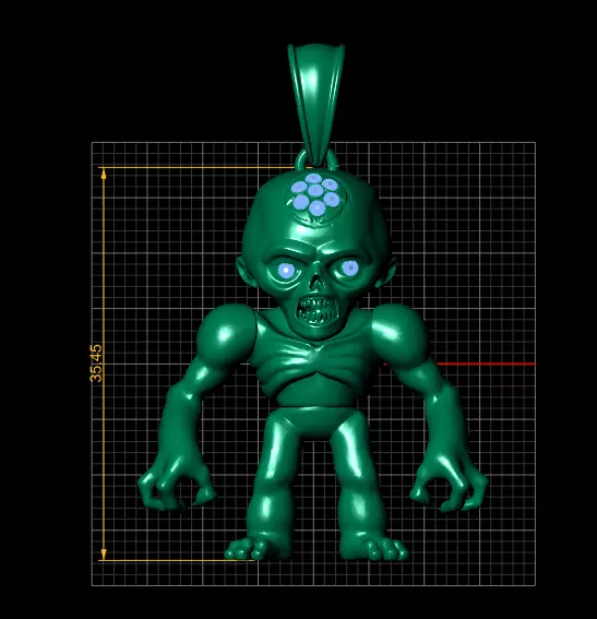 Zombie Mutant Pendant 3D print model_5