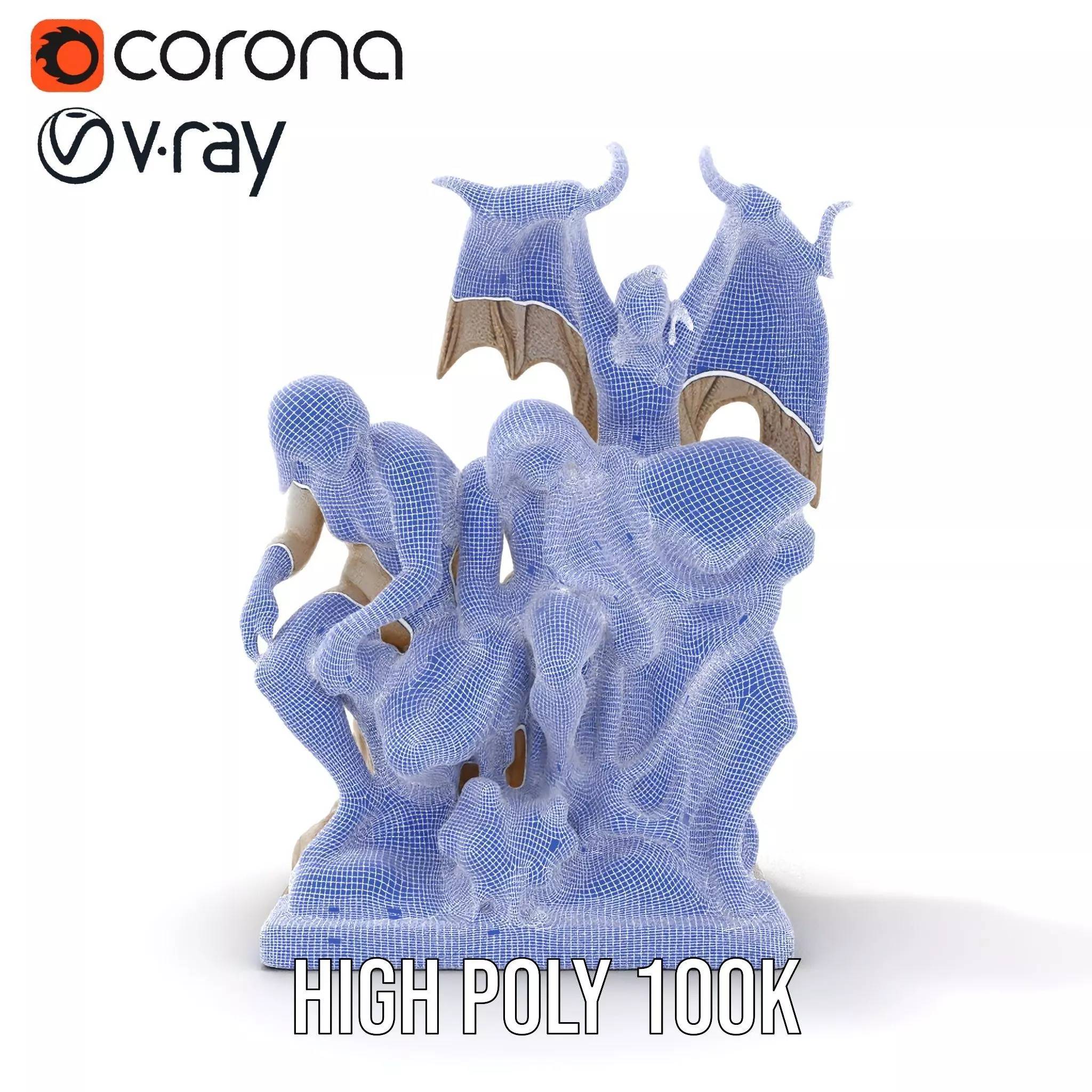 Gothic Sculpture model pack Low-poly 3D model_34