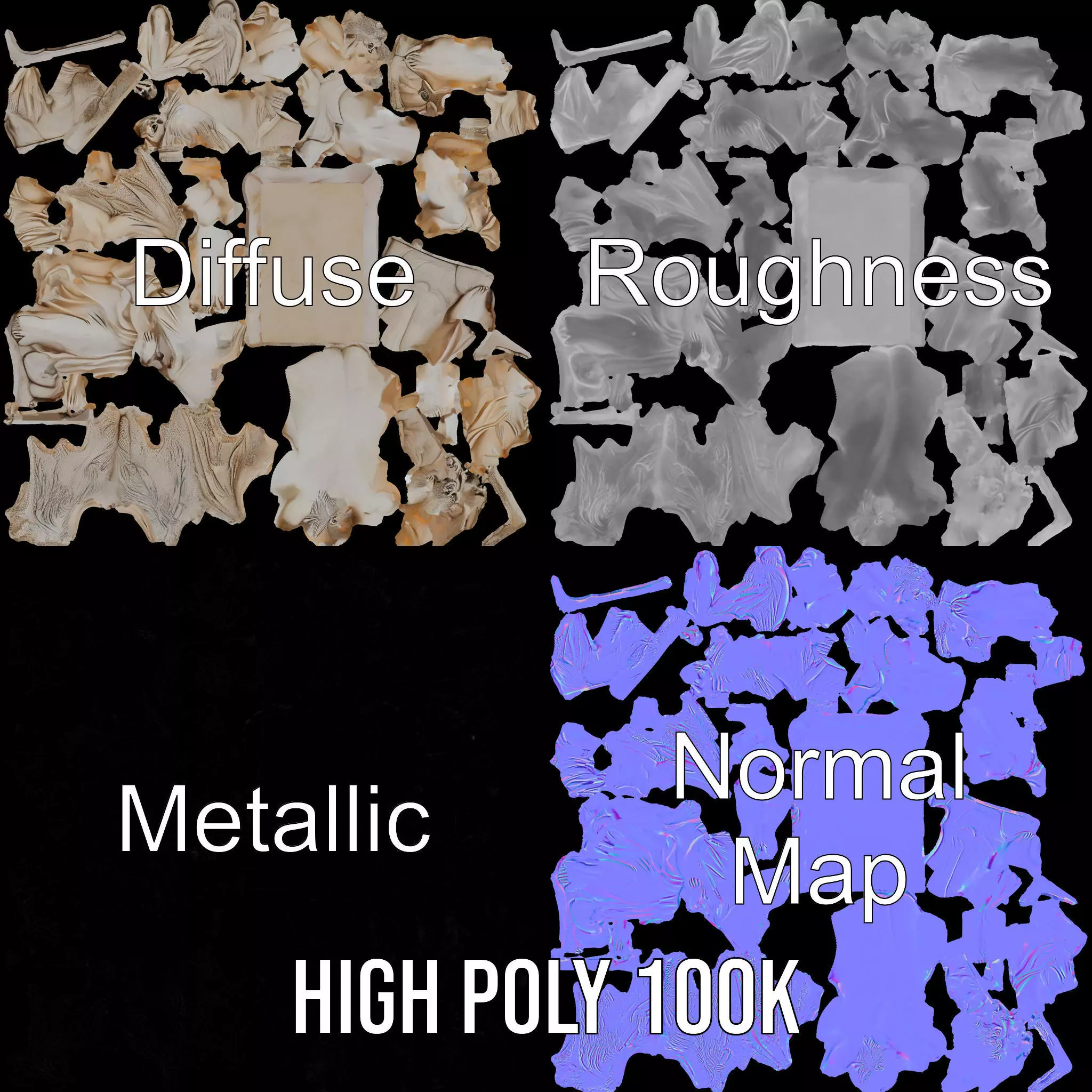 Gothic Sculpture model pack Low-poly 3D model_4