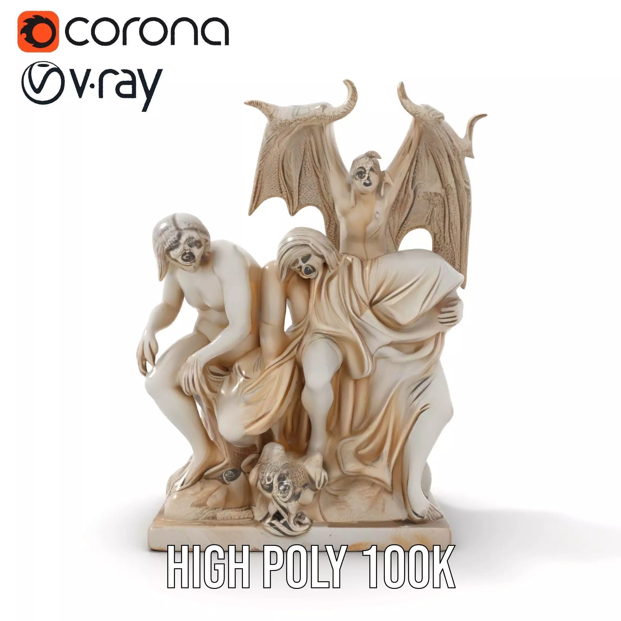 Gothic Sculpture model pack Low-poly 3D model_30