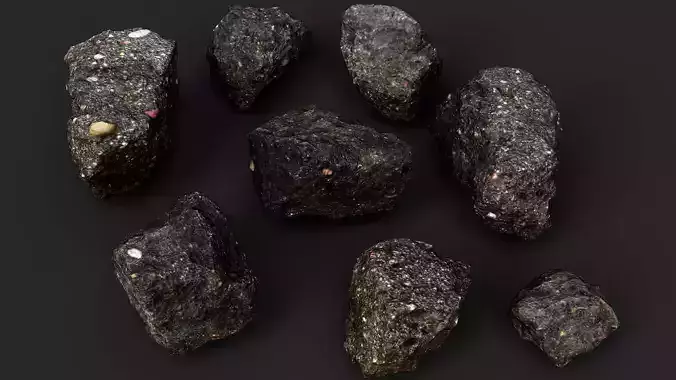 asphalt debris small shards scatter detail PBR photogrammetry