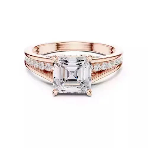 7mm Asscher Diamond Engagement Wedding Ring 3DM STL Video