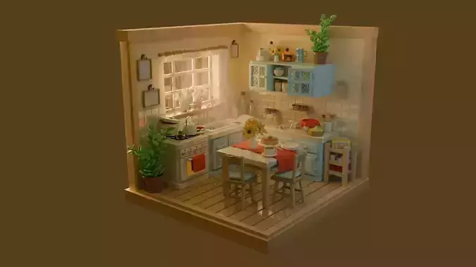 Cozy Village Kitchen Diorama