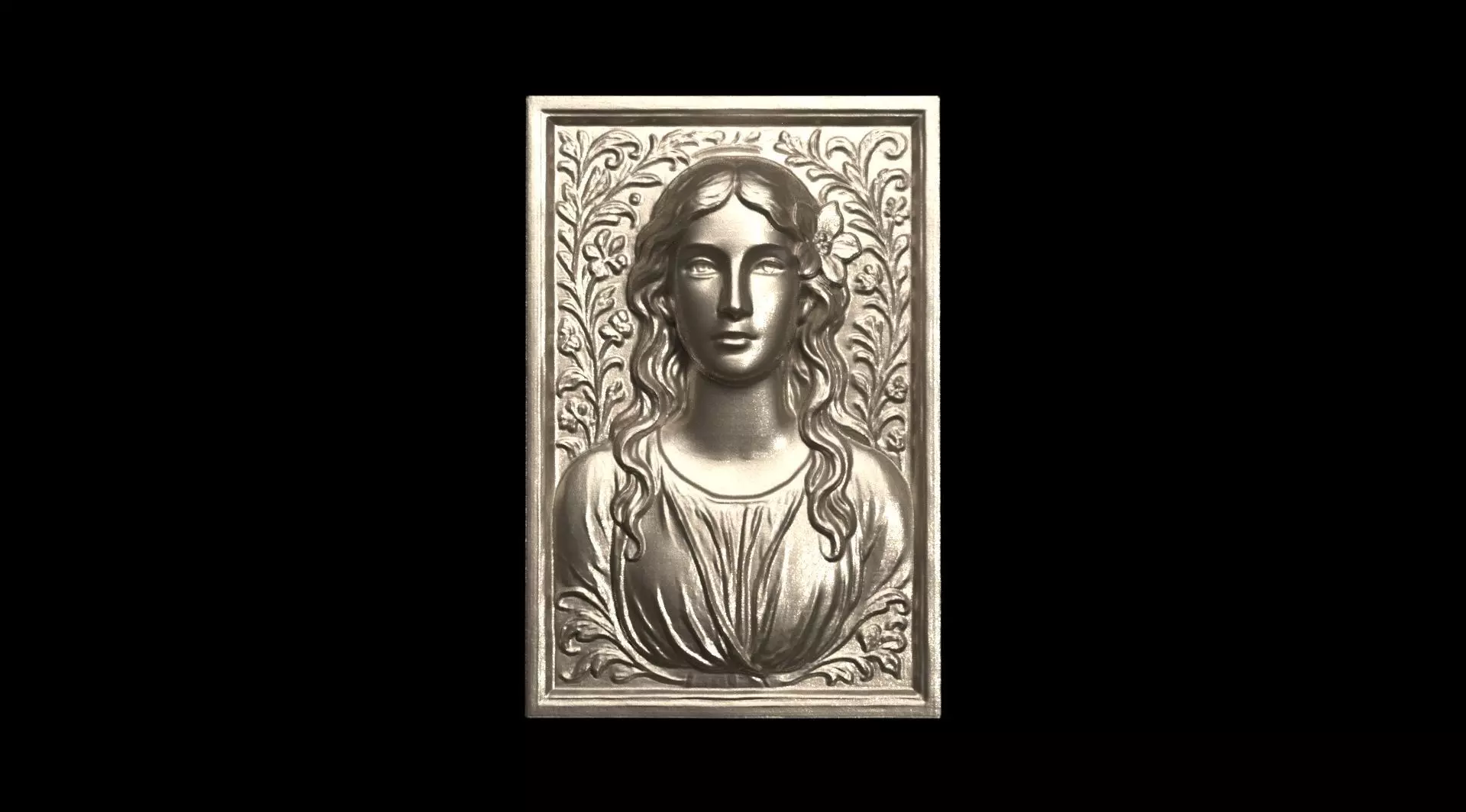 Art Nouveau Woman Bas-Relief 02 3D print model_0