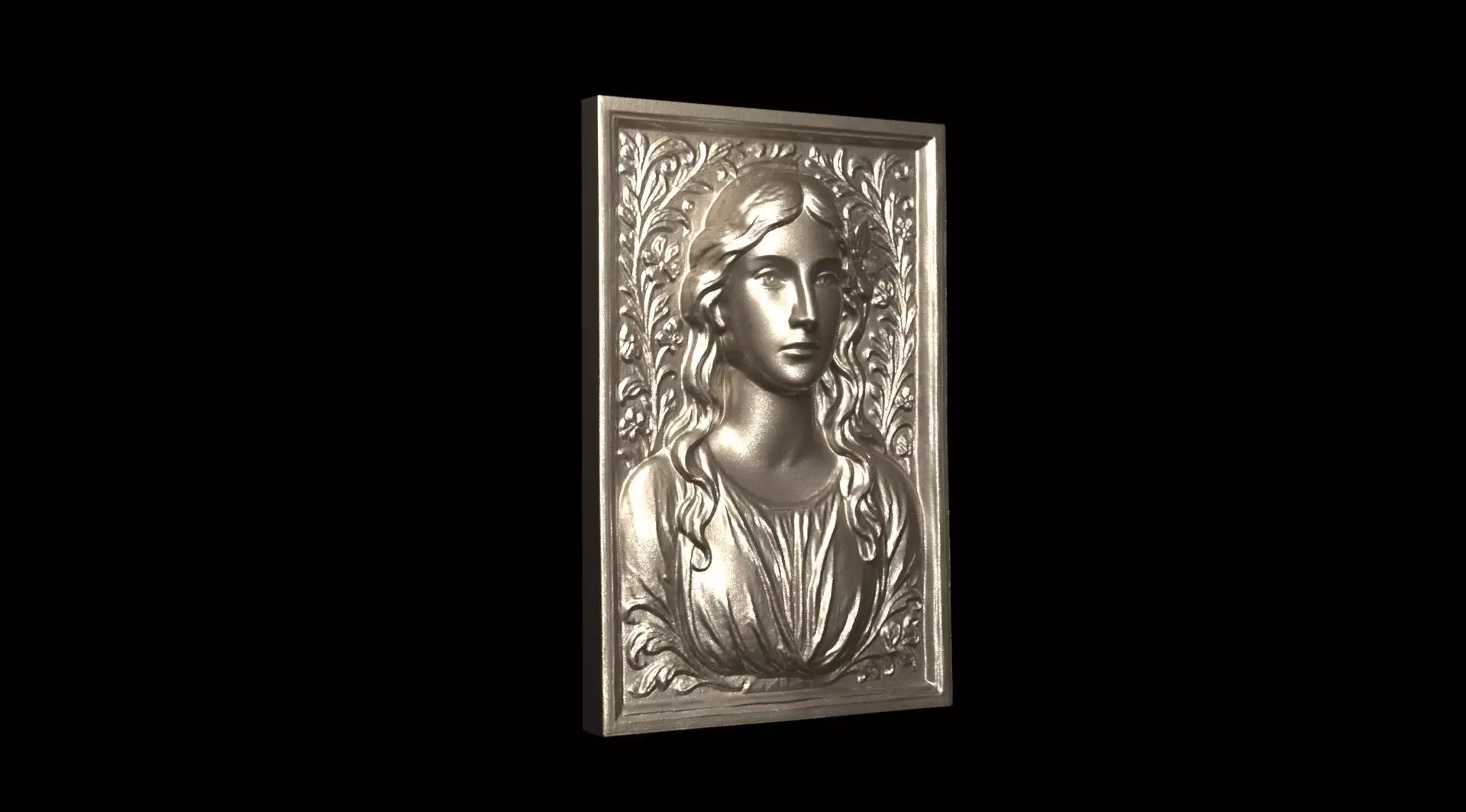 Art Nouveau Woman Bas-Relief 02 3D print model_1
