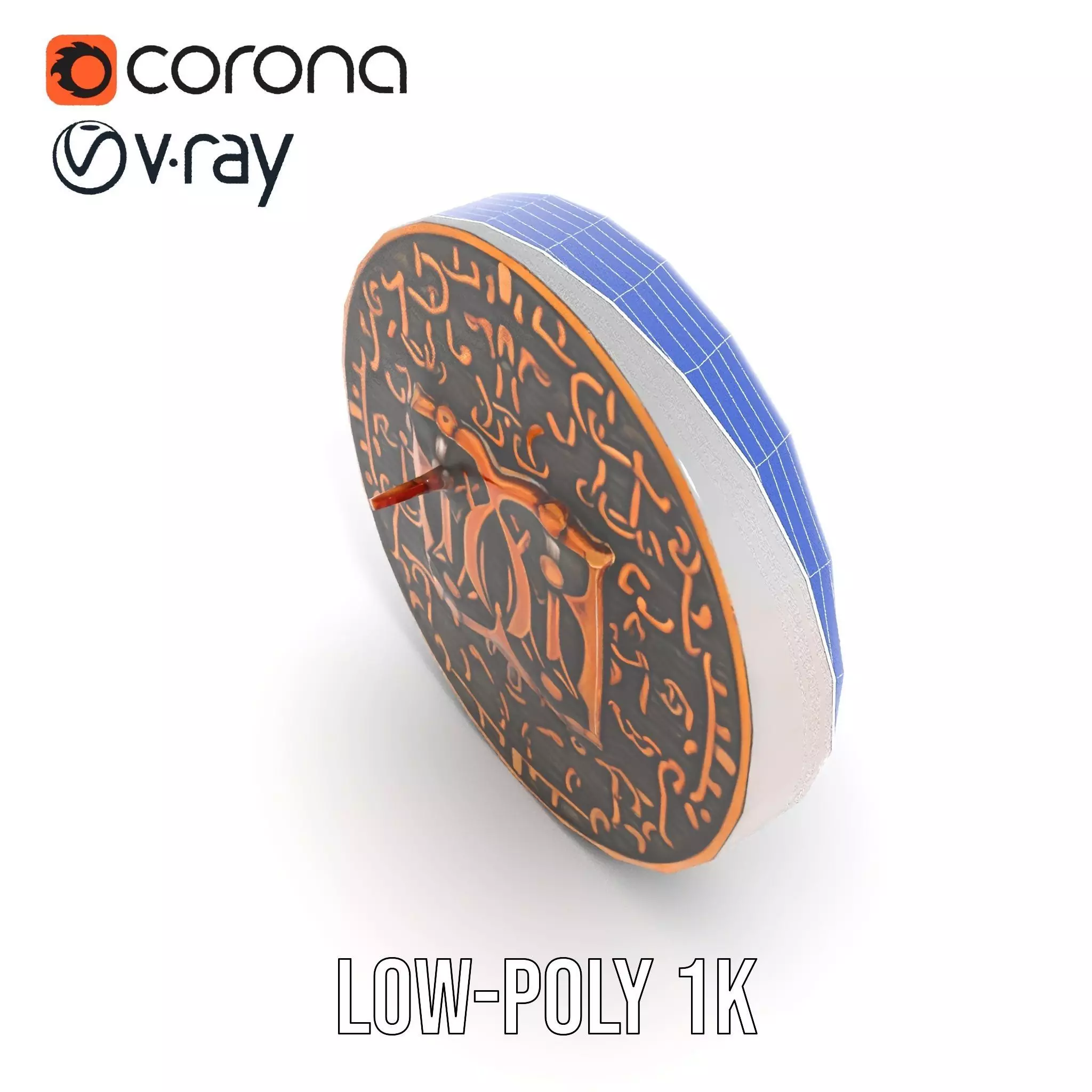 Ornate Copper Medallion model pack Low-poly 3D model_12