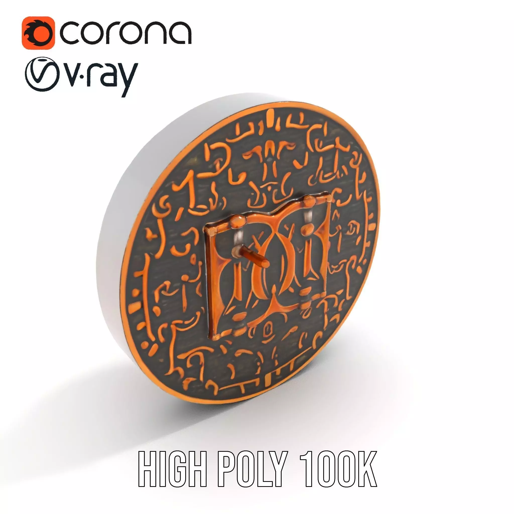Ornate Copper Medallion model pack Low-poly 3D model_13