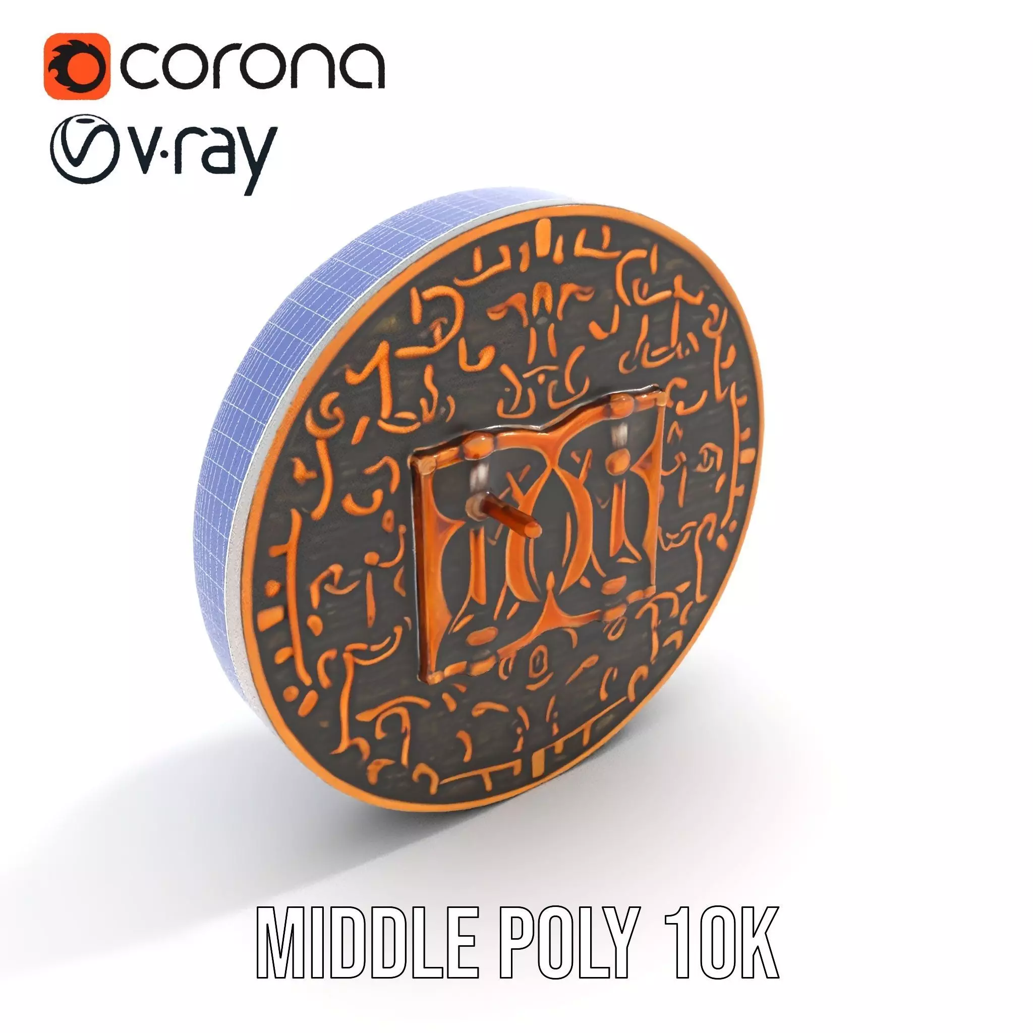 Ornate Copper Medallion model pack Low-poly 3D model_19