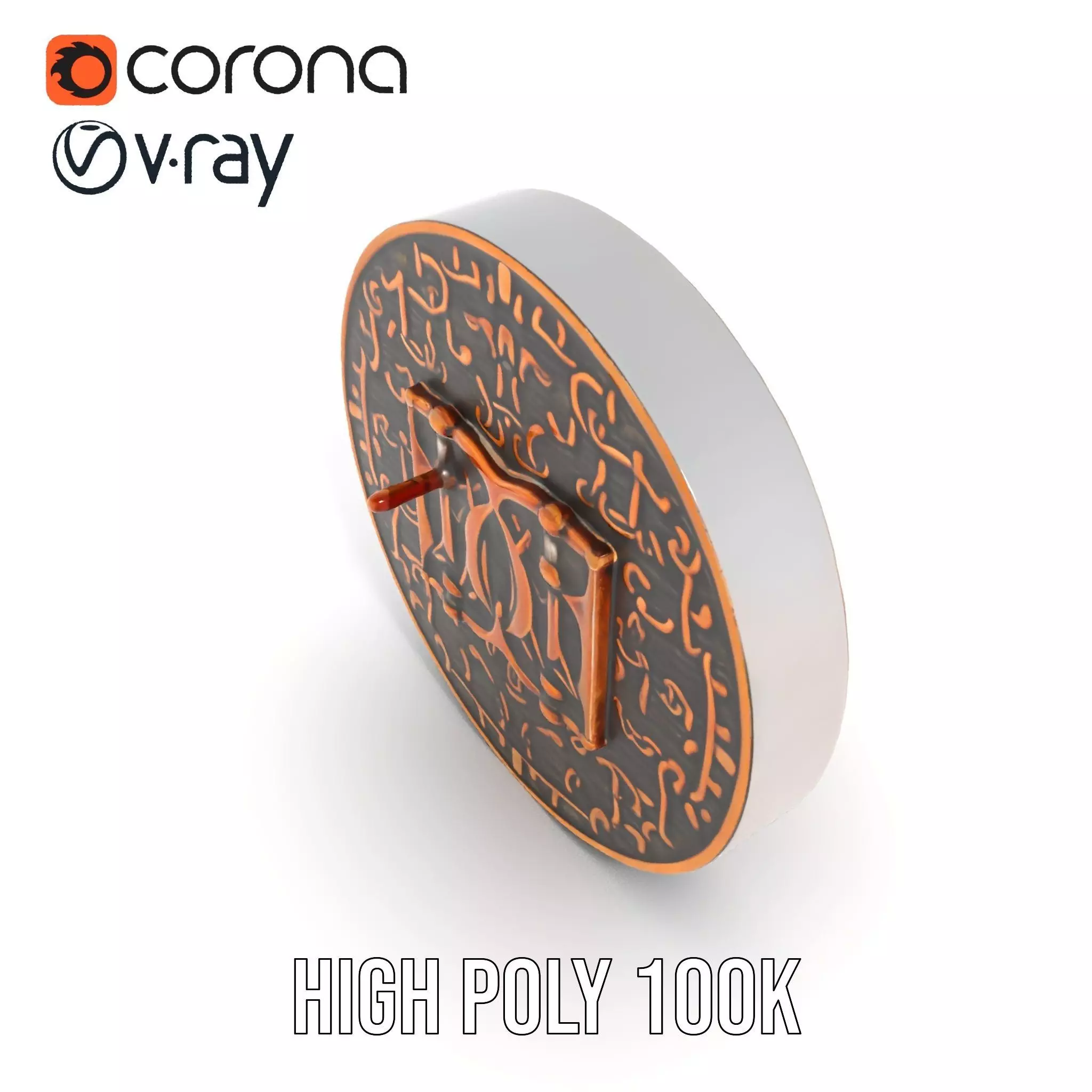 Ornate Copper Medallion model pack Low-poly 3D model_10
