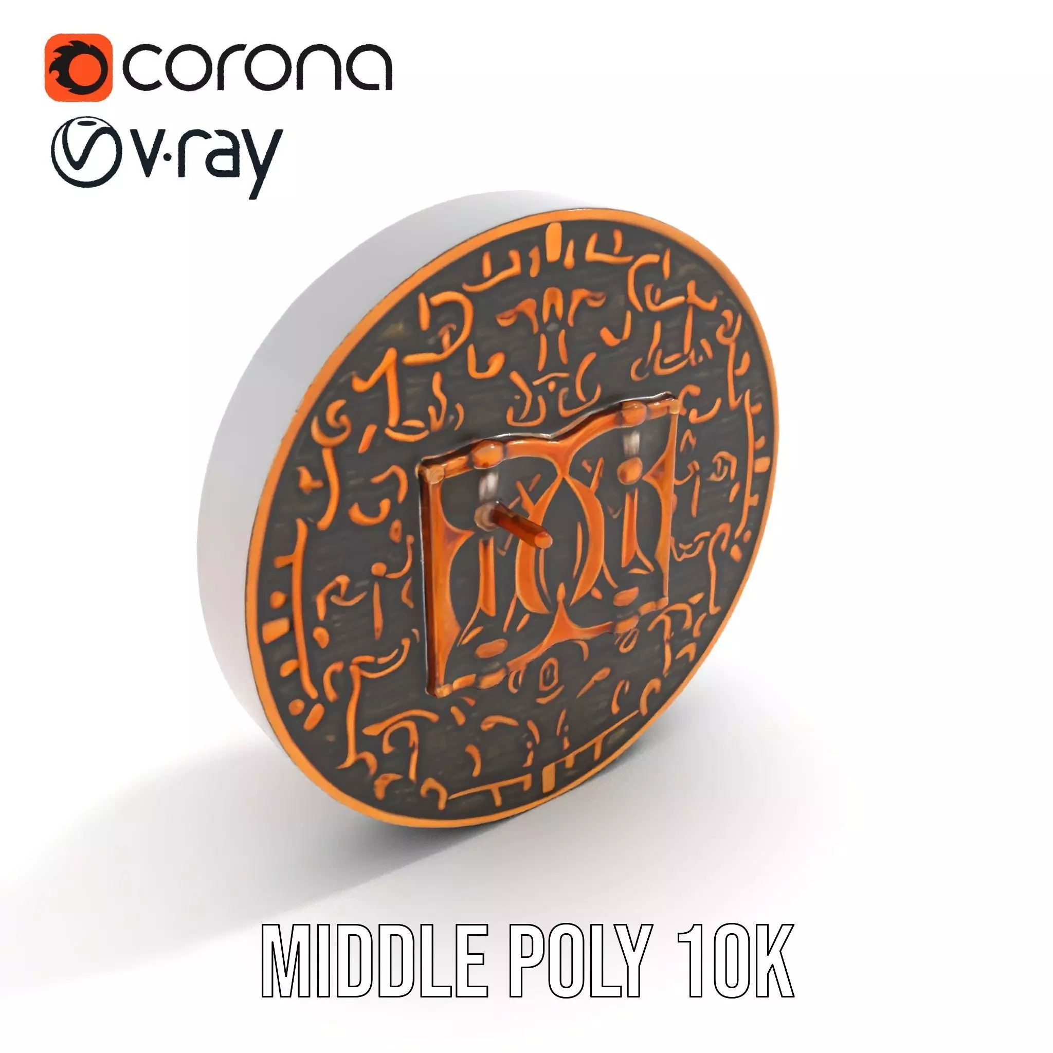 Ornate Copper Medallion model pack Low-poly 3D model_11