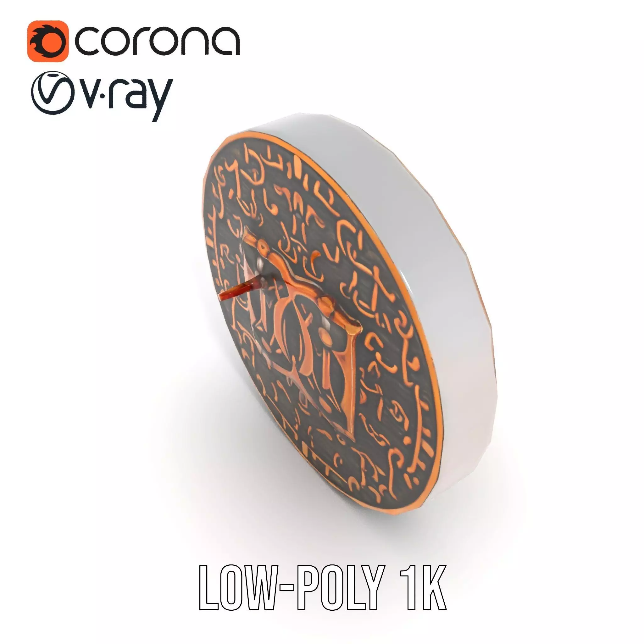 Ornate Copper Medallion model pack Low-poly 3D model_9