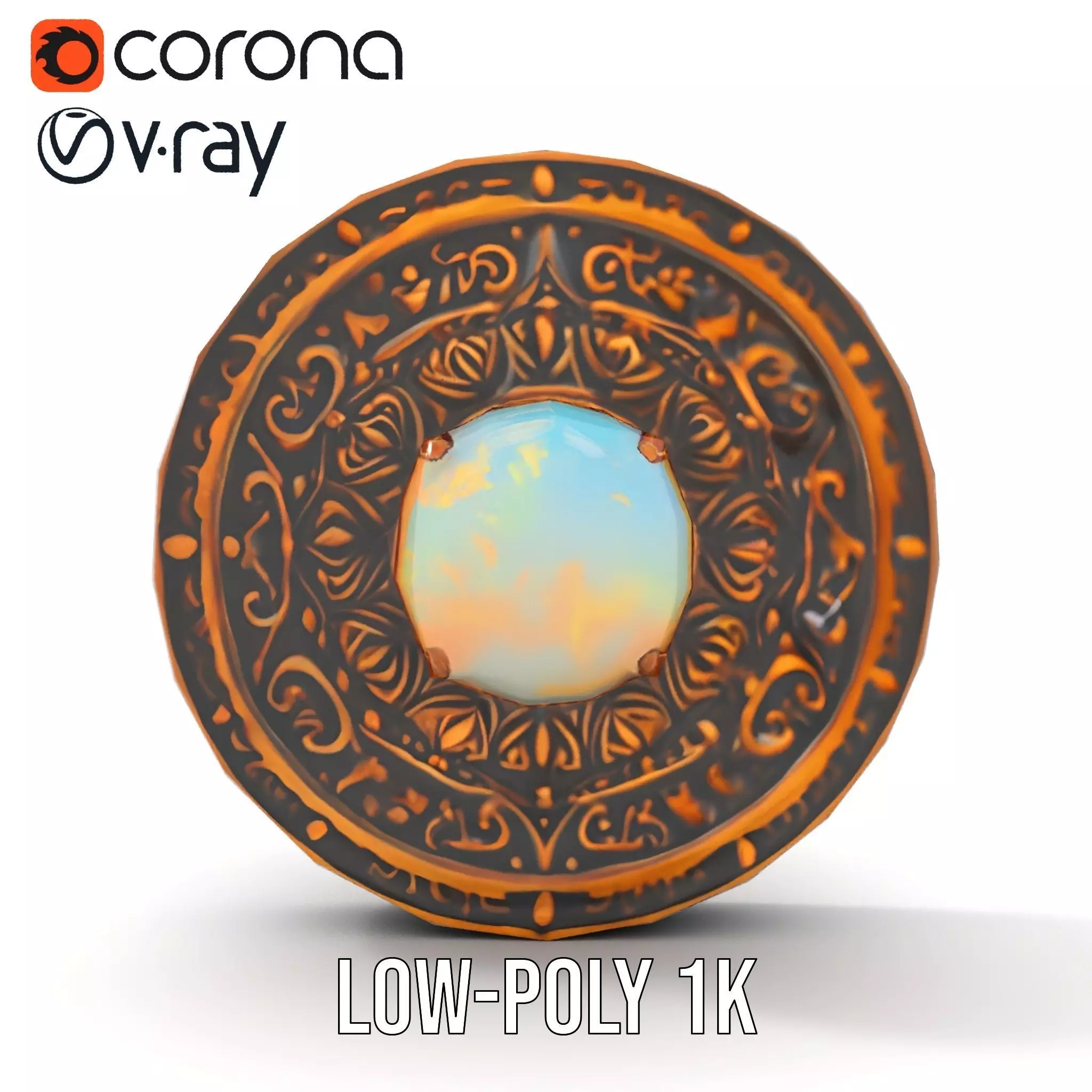 Ornate Copper Medallion model pack Low-poly 3D model_20