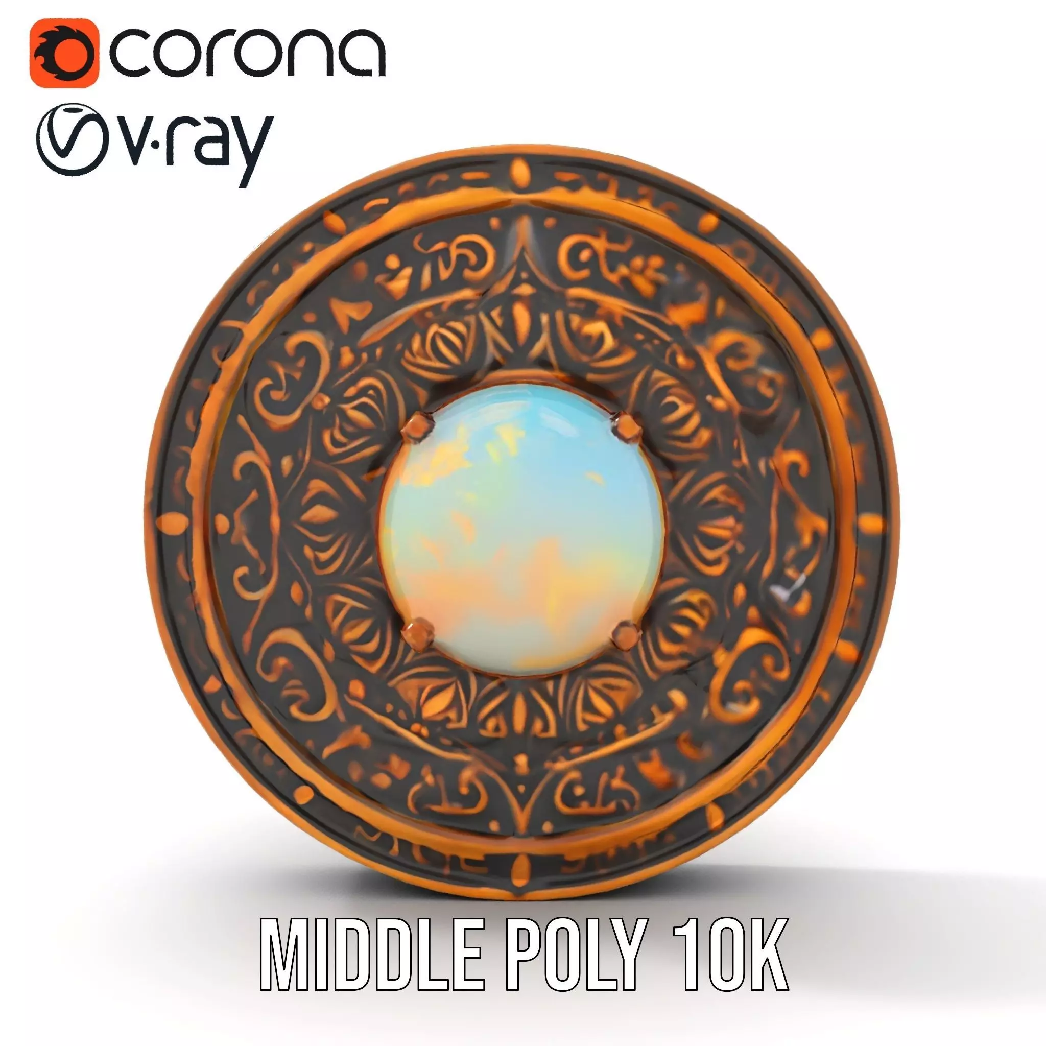 Ornate Copper Medallion model pack Low-poly 3D model_6