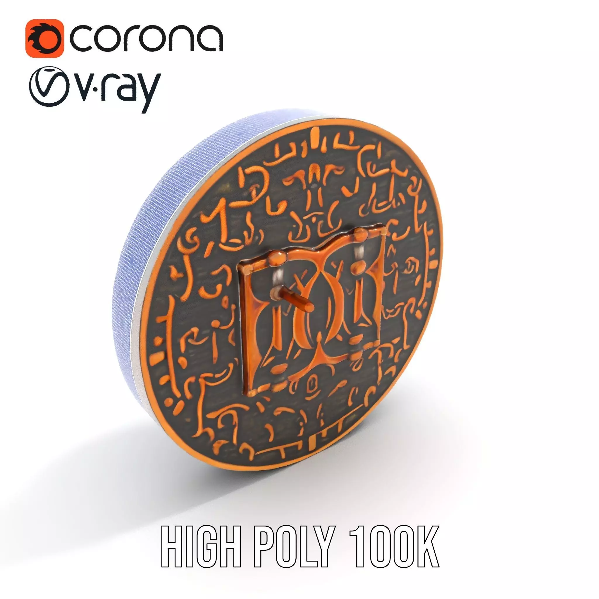 Ornate Copper Medallion model pack Low-poly 3D model_33