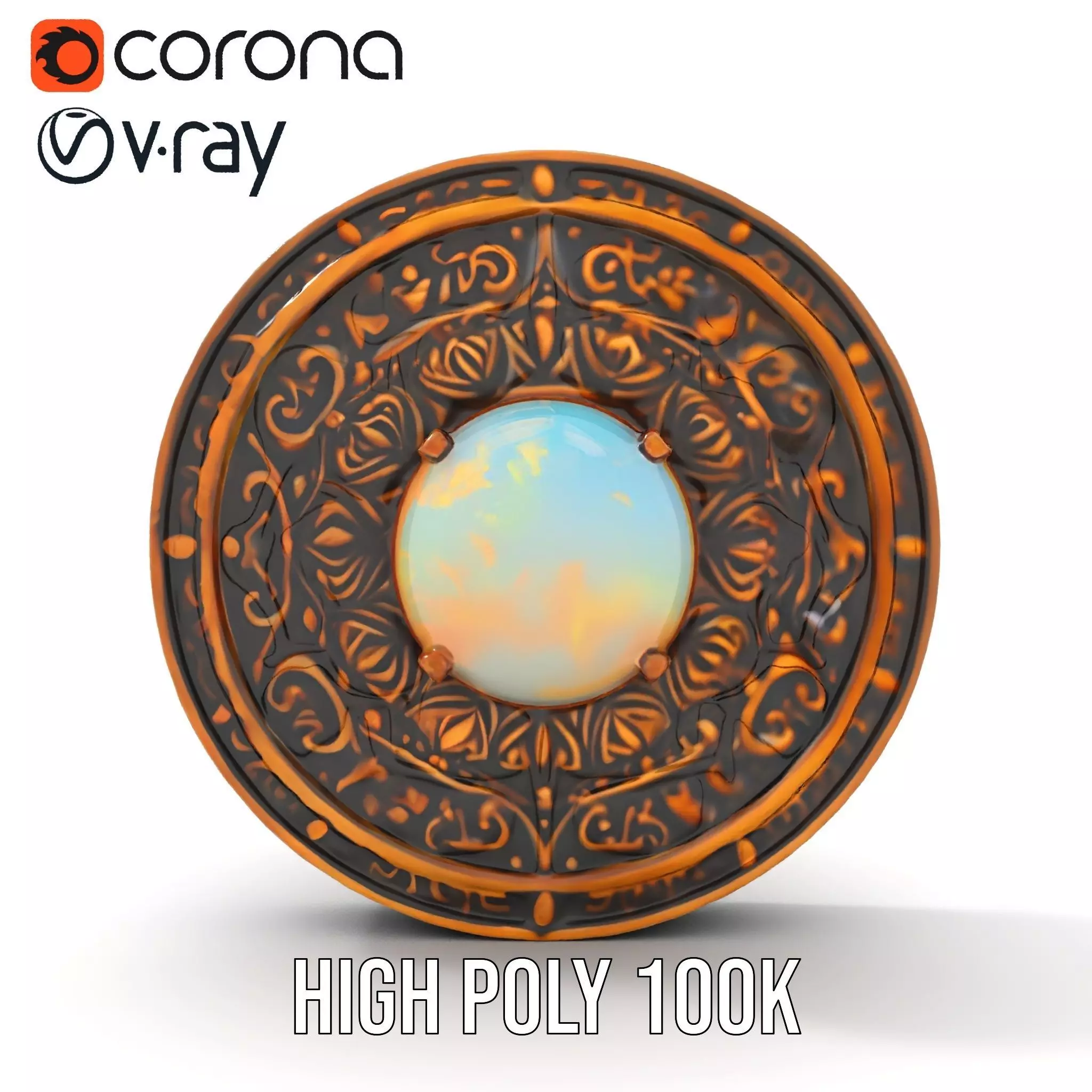 Ornate Copper Medallion model pack Low-poly 3D model_27