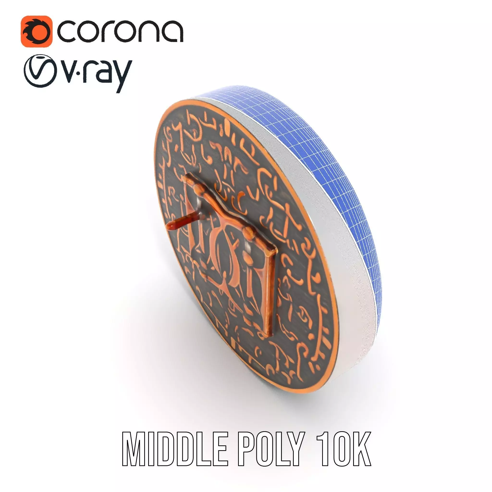 Ornate Copper Medallion model pack Low-poly 3D model_16